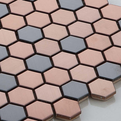 Emperador Rose Gold Hexagon Mosaic Tile