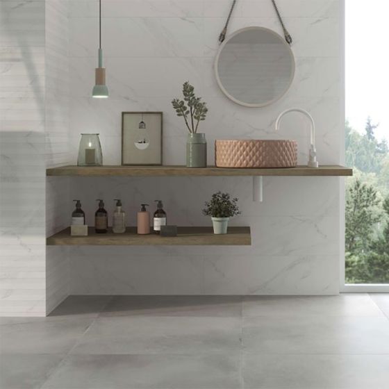 Project Power Grey Concrete Effect Anti Slip Porcelain Floor Tile - 600mm x 600mm - Luxury Tiles UK