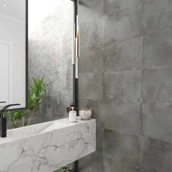 Vitality Grey Concrete Effect Ceramic Wall Tile – 550mm x 330mm - Luxury Tiles UK