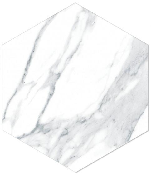 Esagono  White Hexagon Marble Effect Floor and  Wall Tile - Luxury Tiles UK