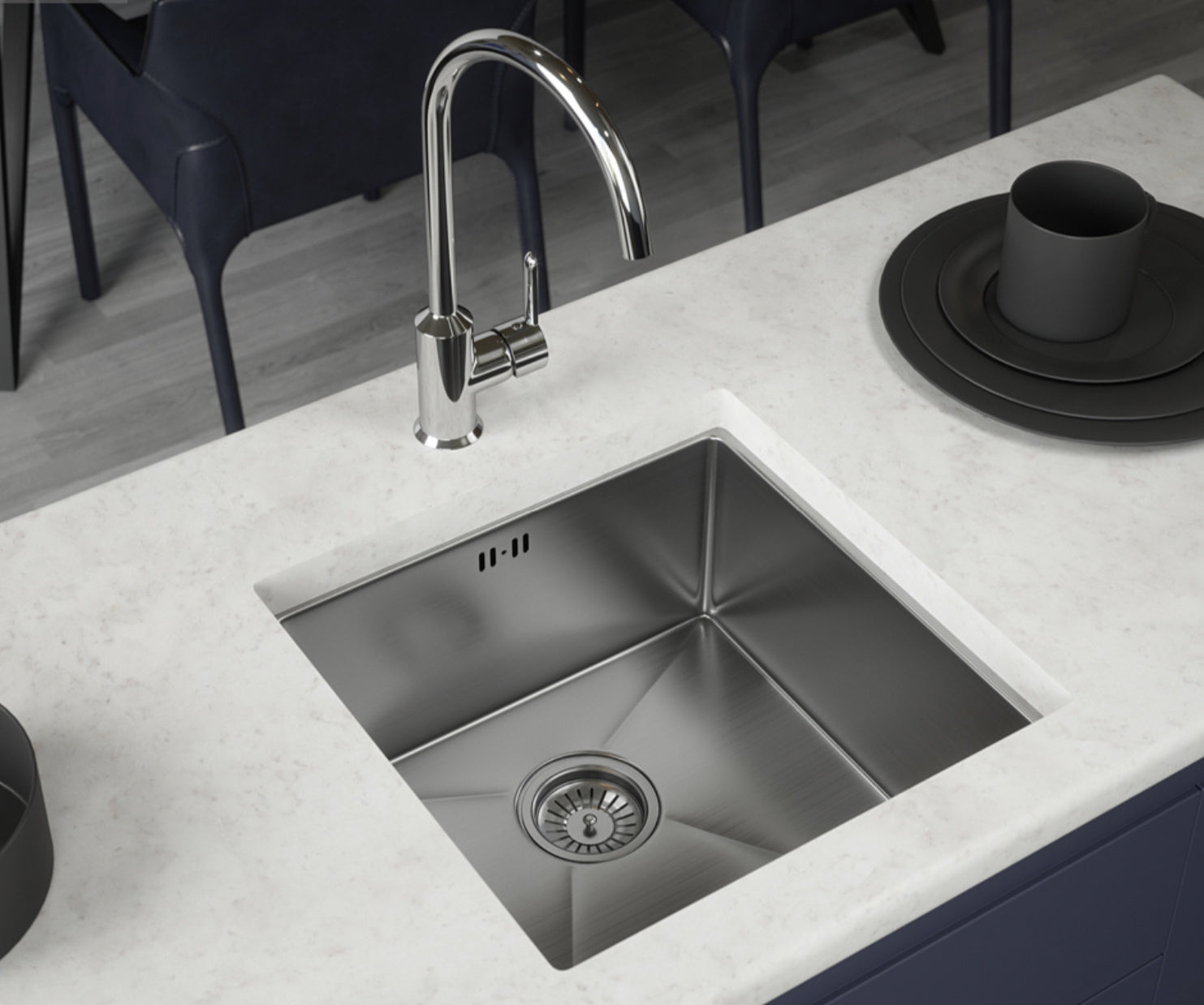 Elite Single Bowl Steel Kitchen Sink - Luxury Tiles UK