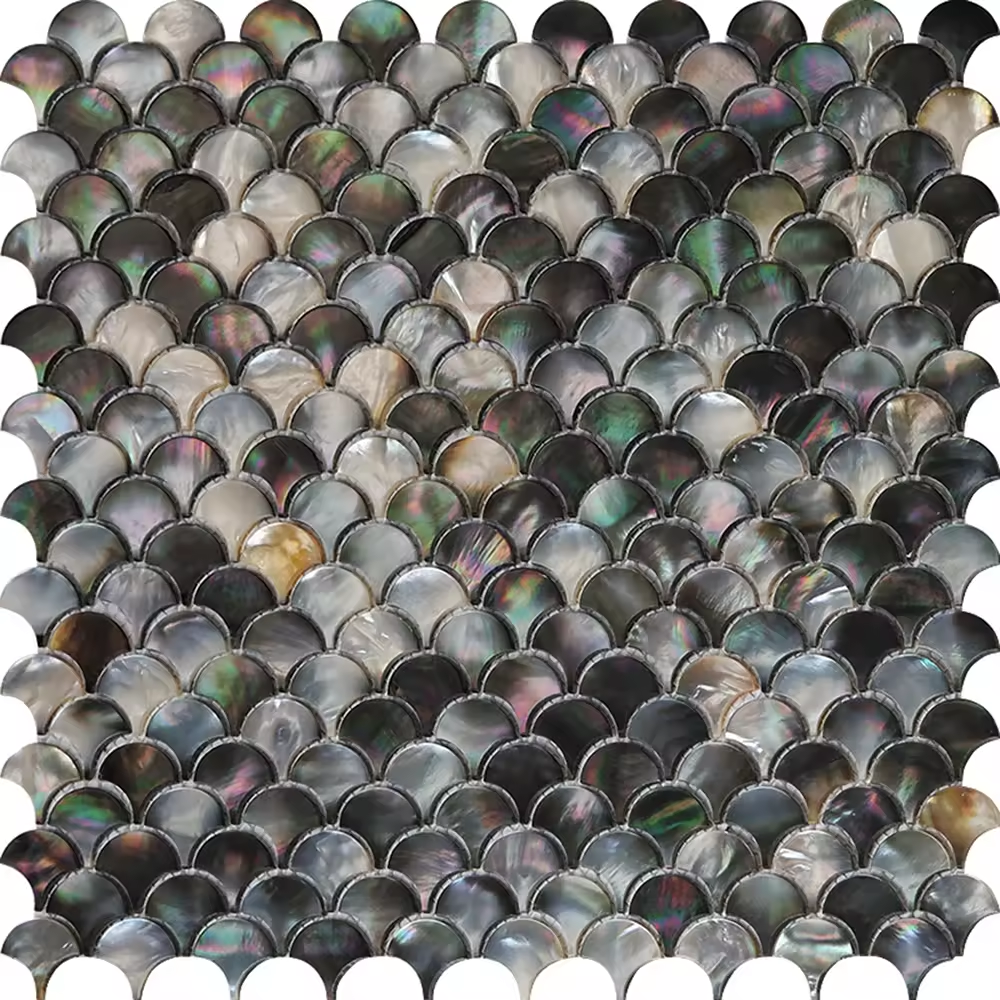 Fishscale Black Mother of Pearl Mosaic 30.5x30.5 cm - Luxury Tiles UK