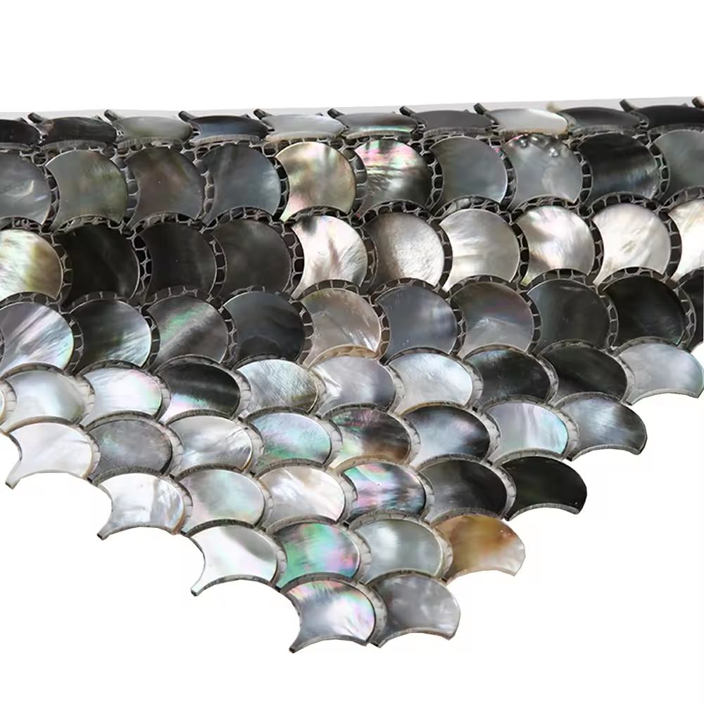 Fishscale Black Mother of Pearl Mosaic 30.5x30.5 cm - Luxury Tiles UK