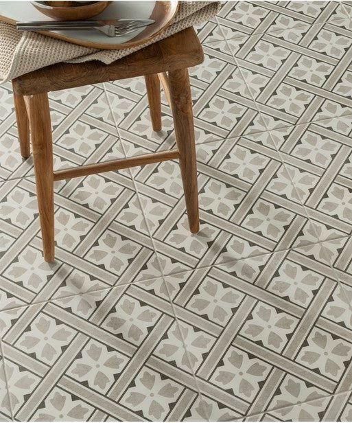 Fleur Grey Tile 33cm x 33cm - Luxury Tiles UK