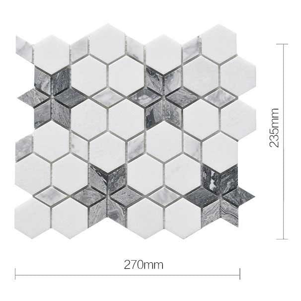 Flower Hexagon Marble Mosaic Floor and Wall Tile - Luxury Tiles UK