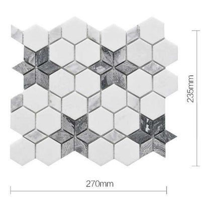 Flower Hexagon Marble Mosaic Floor and Wall Tile