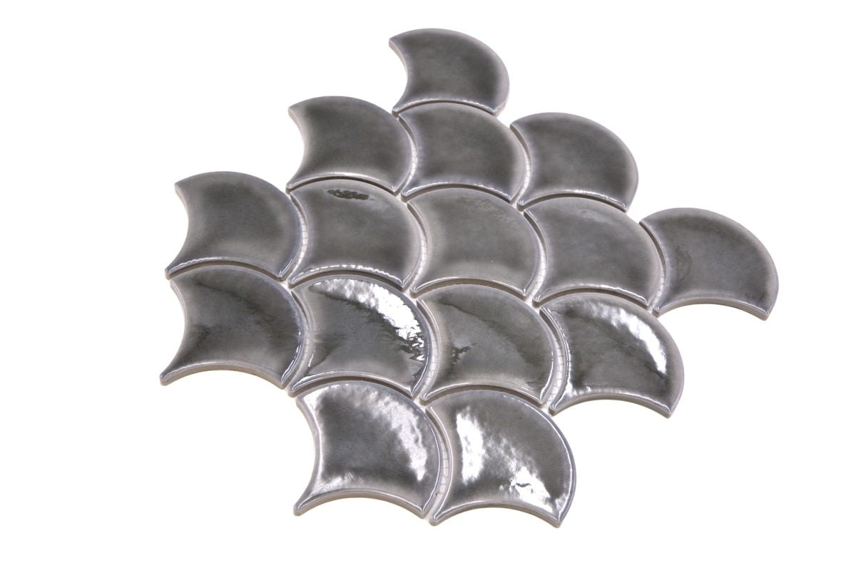 Sparkling Grey Scallop Mosaic - 256x273 mm