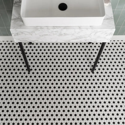 Shapes Hexagon Matt White Black Mosaic Tile Luxury Tiles