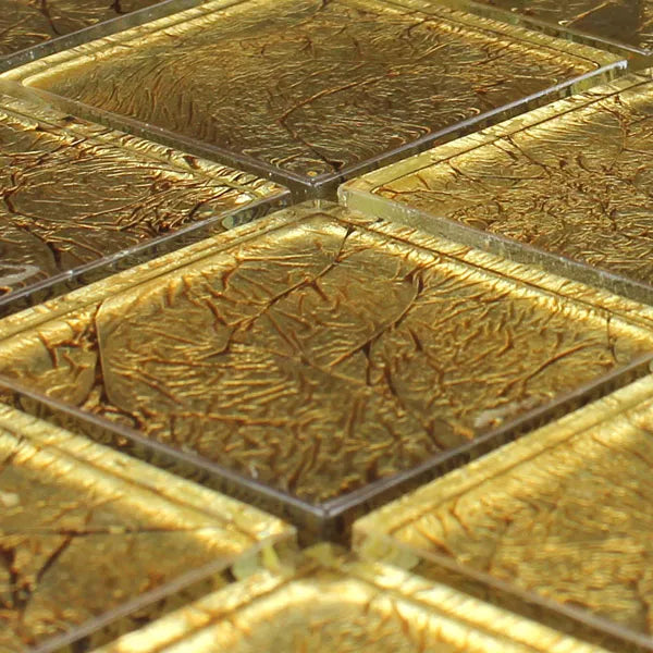 Stefany Gold Mosaic Glass Effect Tile 30x30cm 4mm - Luxury Tiles UK