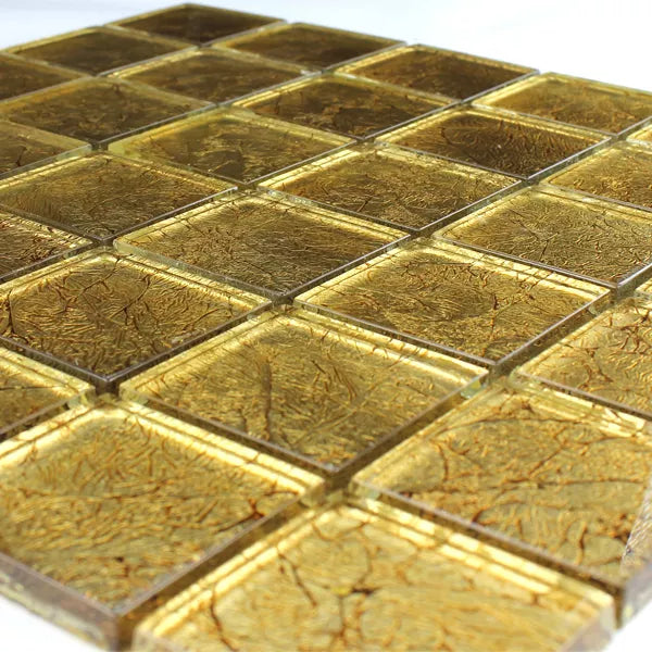 Stefany Gold Mosaic Glass Effect Tile 30x30cm 4mm - Luxury Tiles UK