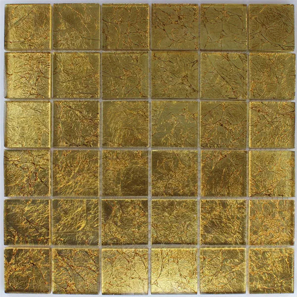 Stefany Gold Mosaic Glass Effect Tile 30x30cm 4mm - Luxury Tiles UK