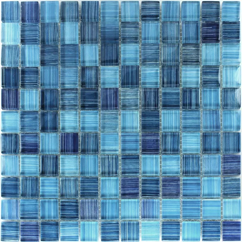 Striped Crystal Mosaic Tiles Glass Blue Mix - Luxury Tiles UK