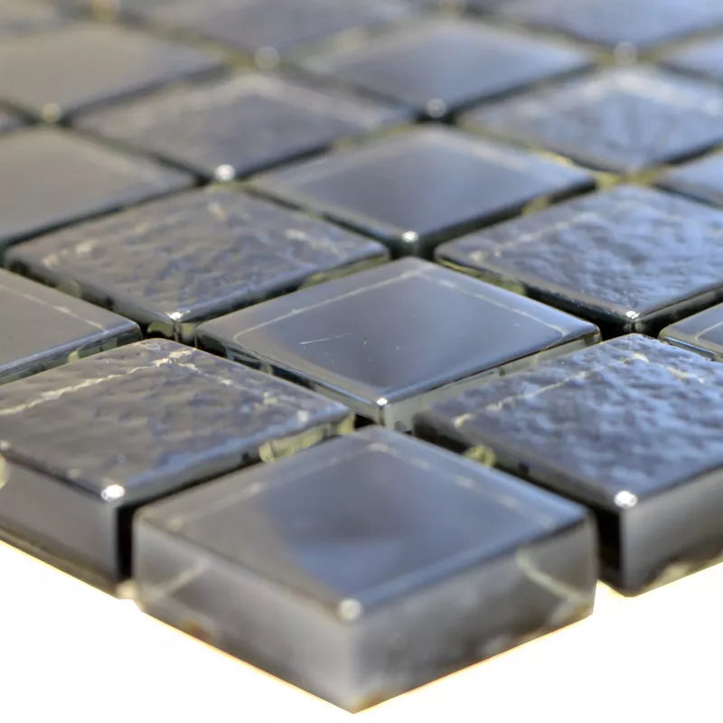 Glass Mosaic Tiles Swiss Crystal Black - Luxury Tiles UK