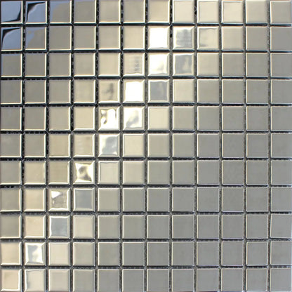 Mosaic Tiles Glass Silver Uni 33x31cm