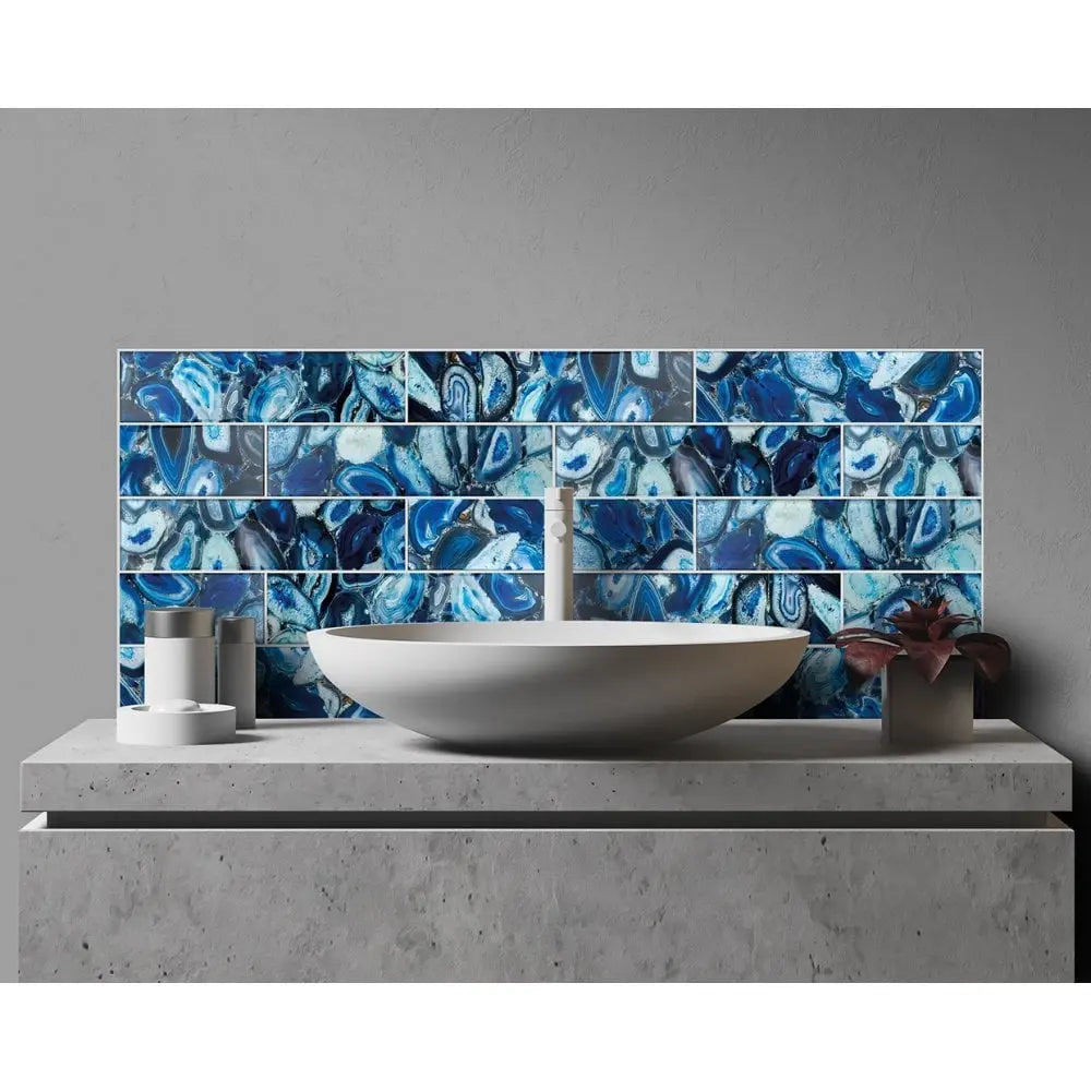 Seychelles Glass Blue 7.5x30cm Metro Tile Luxury Tiles