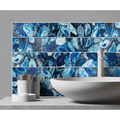 Seychelles Glass Blue 7.5x30cm Metro Tile Luxury Tiles