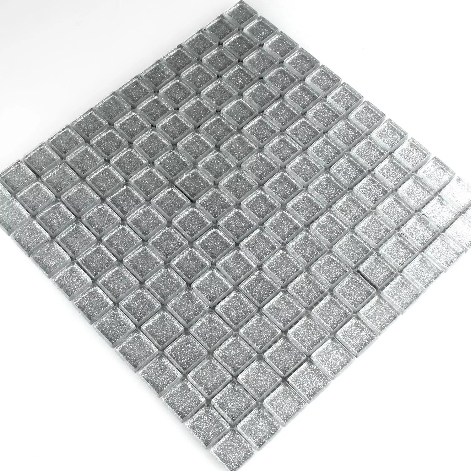 Mosaic Tiles Glass Silver Glitter 23x23x8mm