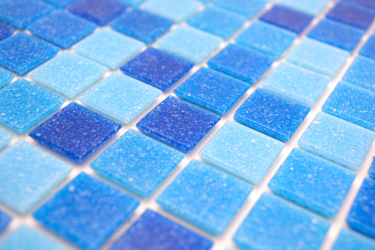 Pixel Pool Blue Dark Blend Mosaic Tiles 20x20