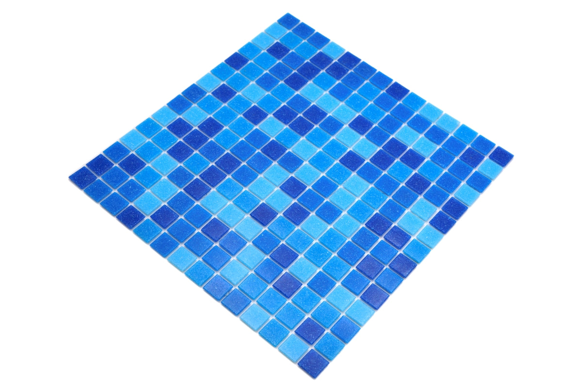 Pixel Pool Blue Dark Blend Mosaic Tiles 20x20