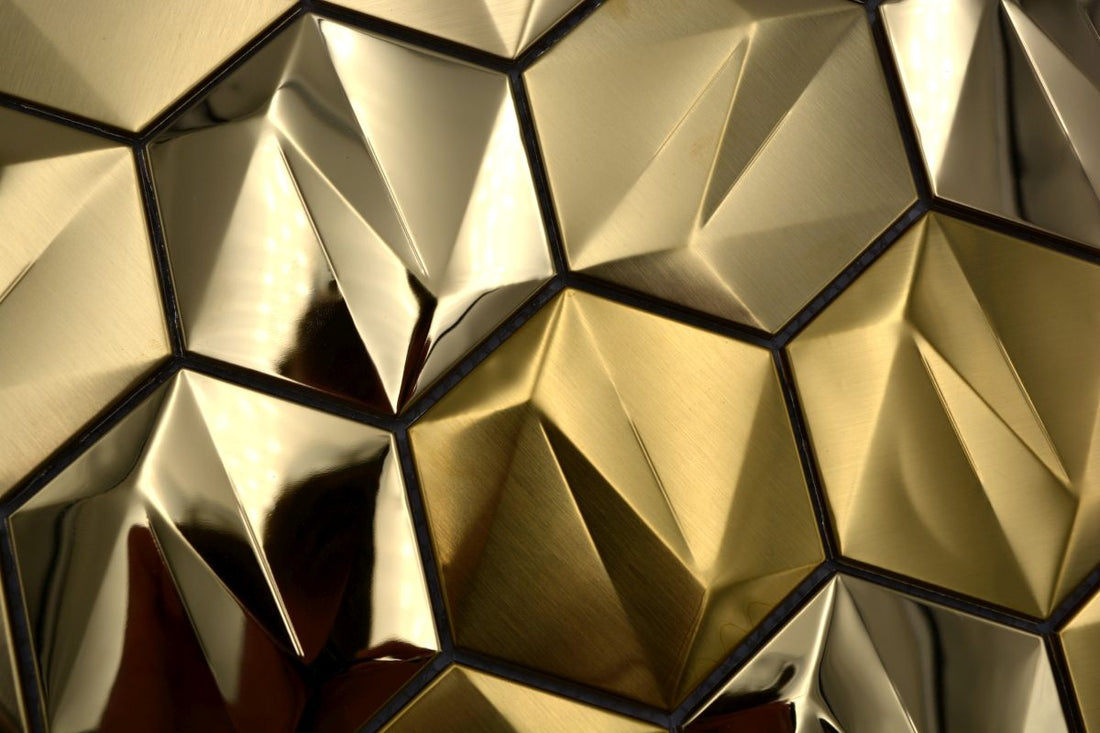 Gold Metal  3D Hexagon Mosaic 25x29 cm