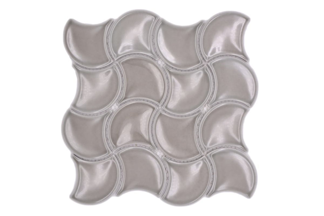 Sparkling Grey Gloss Fan Mosaic