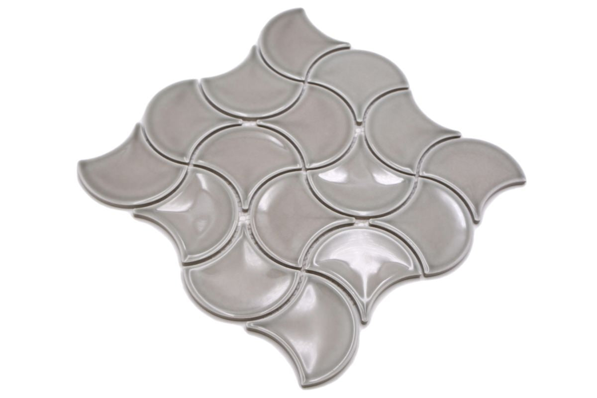 Sparkling Grey Gloss Fan Mosaic