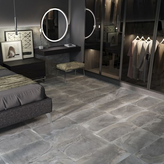 Grey Slate Sugar Glaze Porcelain Tiles 300 x 600mm - Luxury Tiles UK