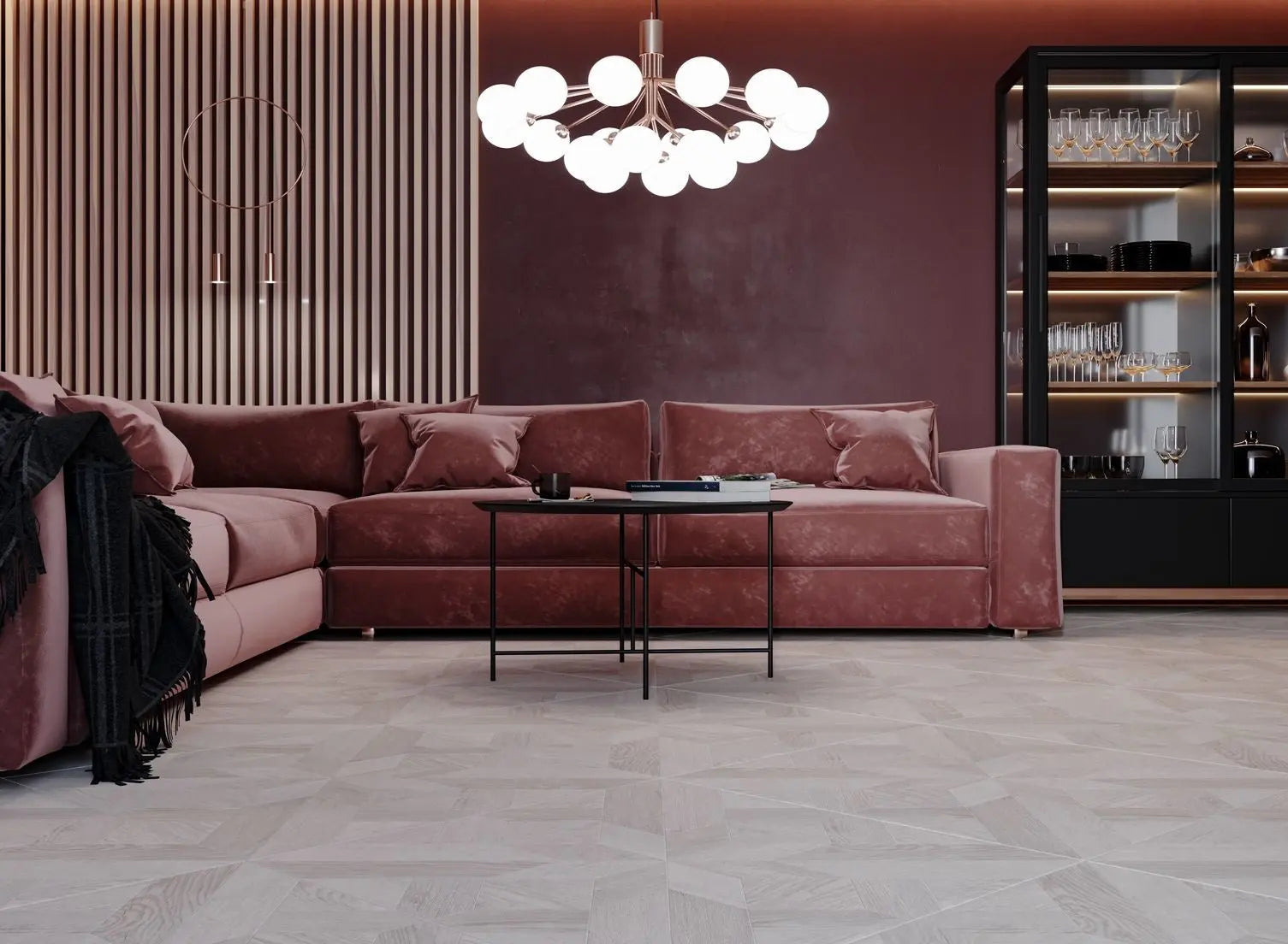 Hampton Parquet Grey Wood Effect 600 x 600mm Tile - Luxury Tiles UK