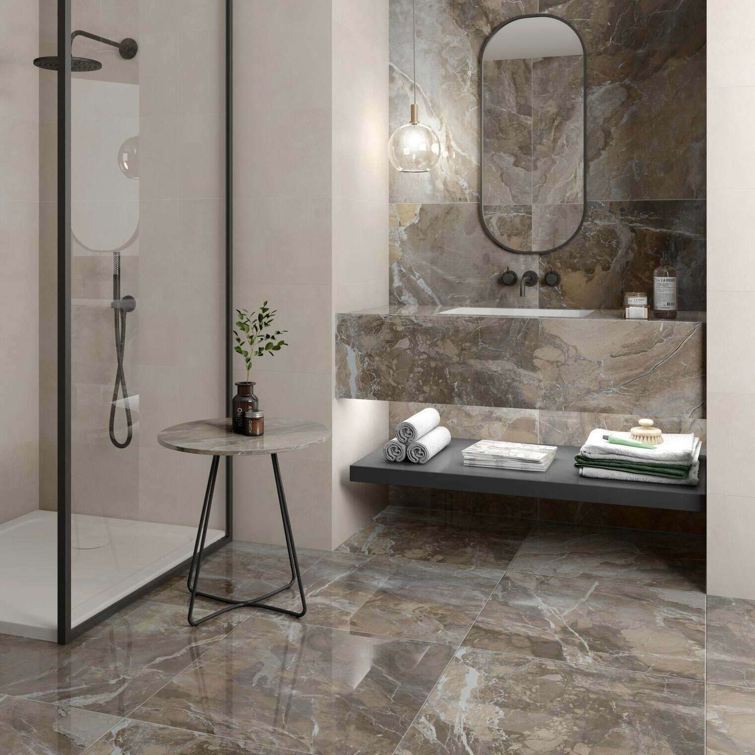 Gris Luxe Veined Marble Effect Tile 1200x600 - Luxury Tiles UK