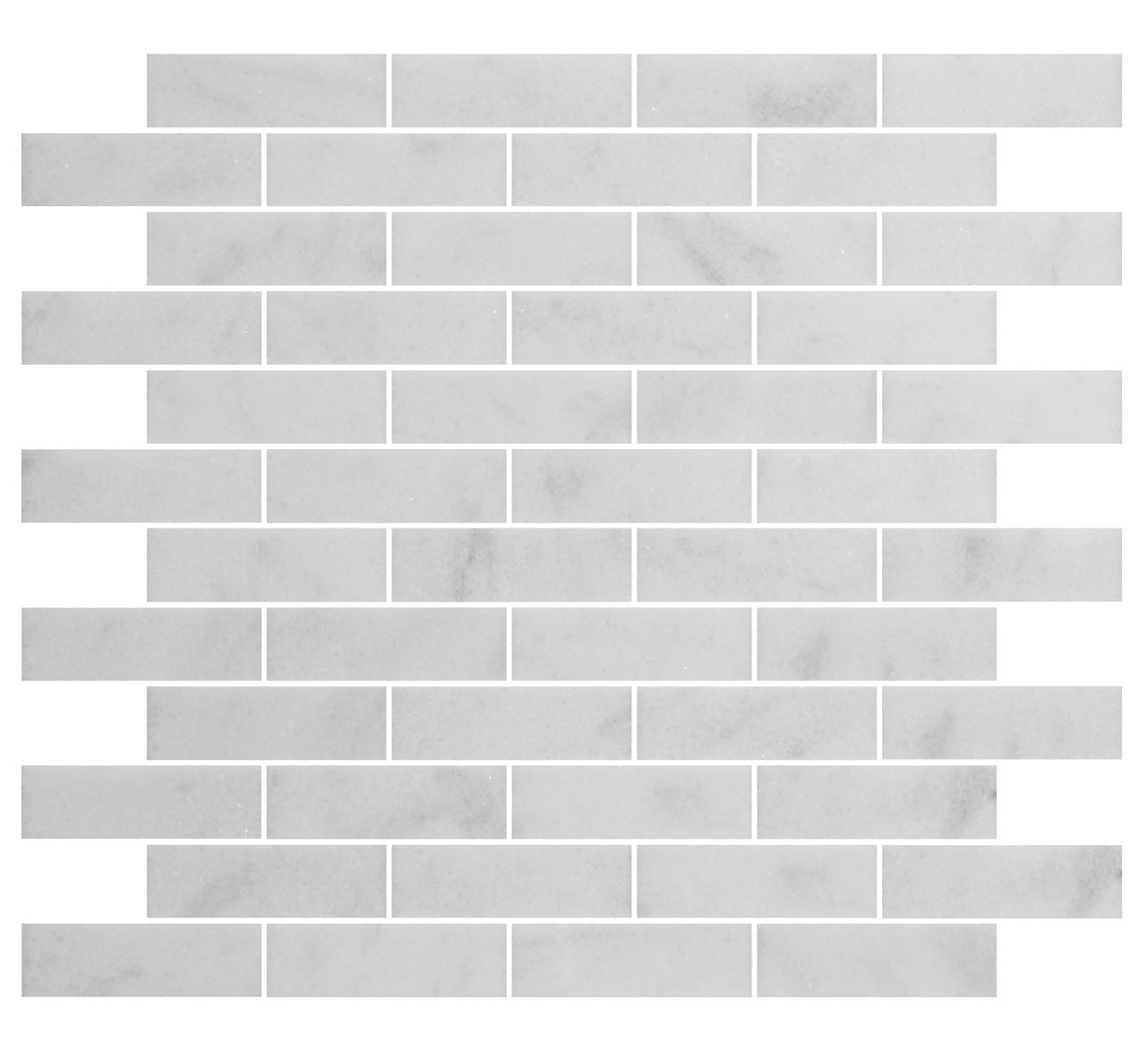 Hampton Carrara White Honed Brick Marble Mosaic 305x305mm - Luxury Tiles UK