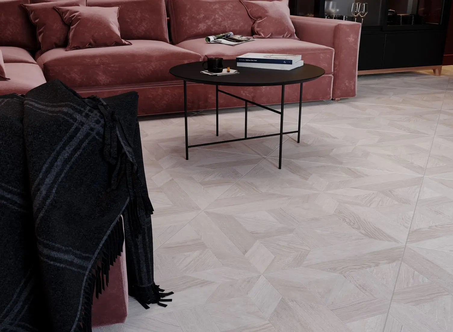 Hampton Parquet Grey Wood Effect 600 x 600mm Tile - Luxury Tiles UK