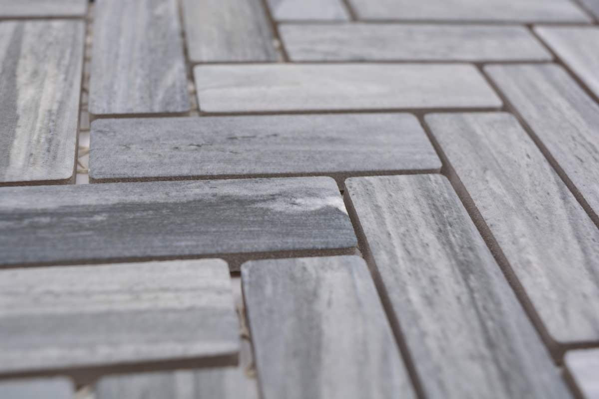 Ceramic Grey Herringbone Floor and Wall Mosaic Tile - Luxury Tiles UK