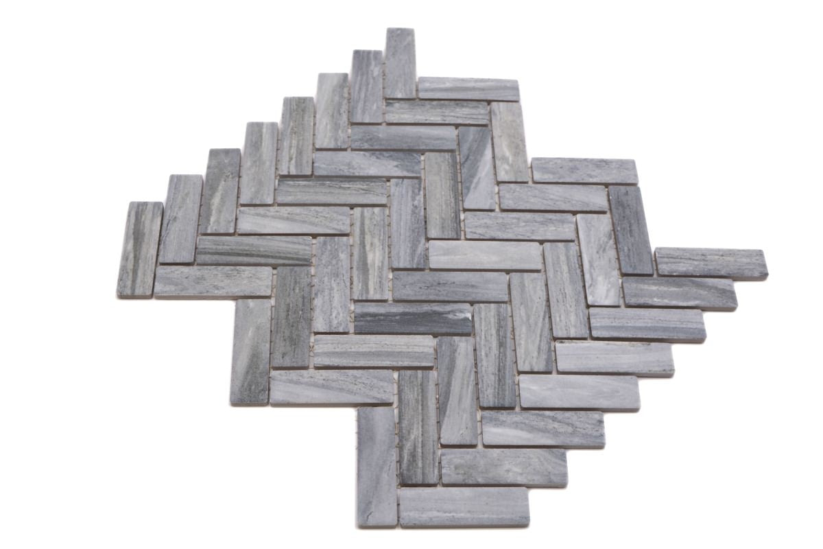 Ceramic Grey Herringbone Floor and Wall Mosaic Tile - Luxury Tiles UK