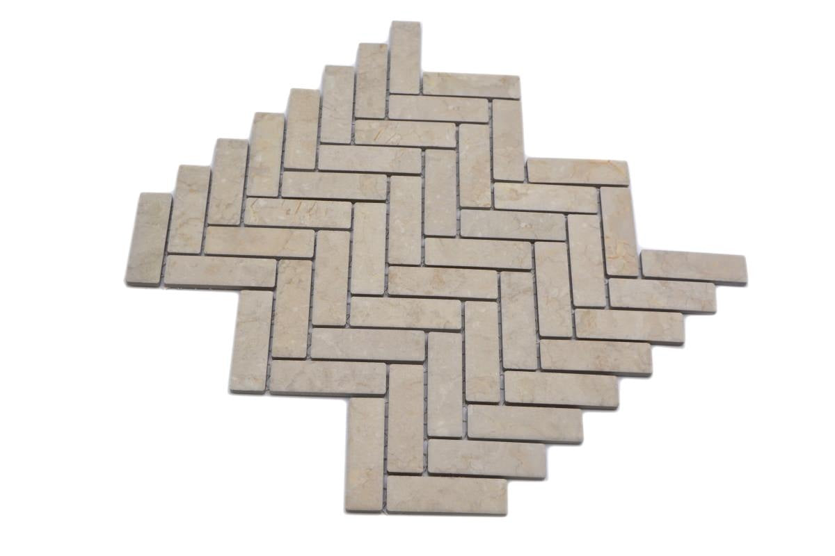 Ceramic Beige Herringbone Floor and Wall Mosaic Tile - Luxury Tiles UK