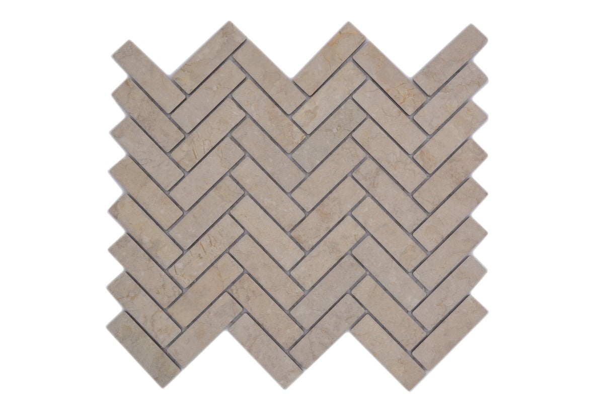 Ceramic Beige Herringbone Floor and Wall Mosaic Tile - Luxury Tiles UK