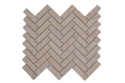 Ceramic Beige Herringbone Floor and Wall Mosaic Tile