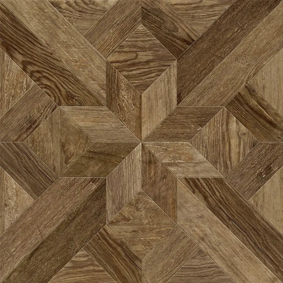 Hampton Parquet Deep Natural Wood Effect 600 x 600mm Tile - Luxury Tiles UK