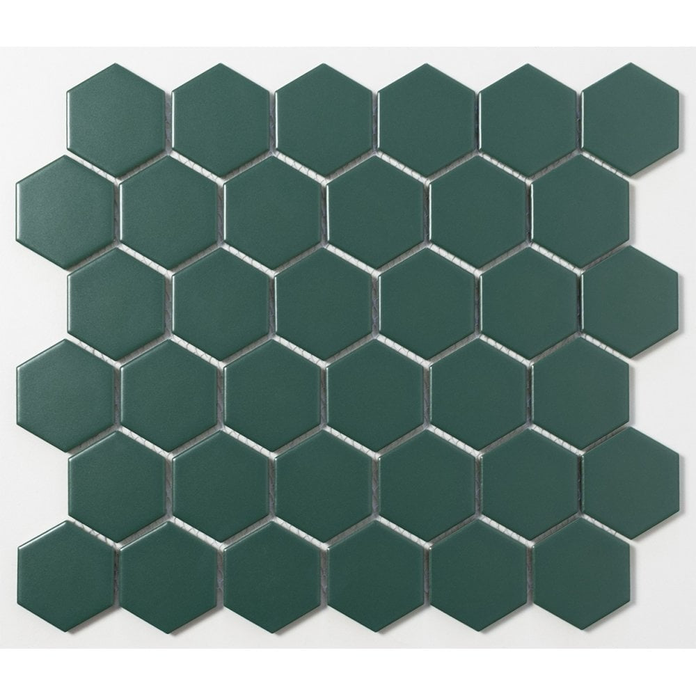 Racing Green Hexagon Mosaic Tile - Luxury Tiles UK