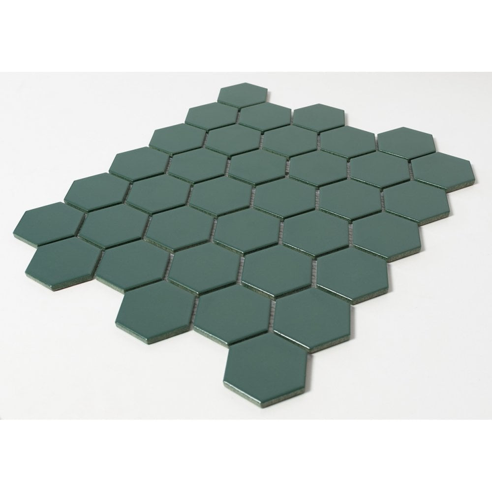 Racing Green Hexagon Mosaic Tile - Luxury Tiles UK