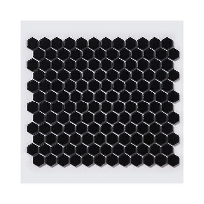 Microhex Black Gloss Hexagon 300x260mm Mosaic Tile