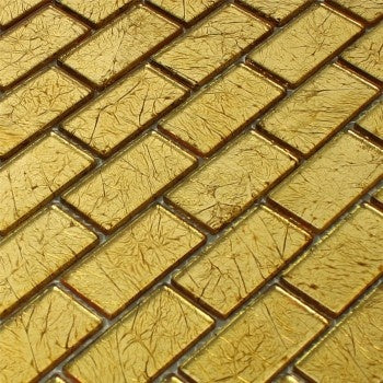 Gold Glass Brick Mosaic Tile 30x30cm - Luxury Tiles UK