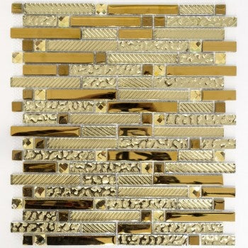 Chiara Gold Glass Mosaic Tile 31x34cm - Luxury Tiles UK