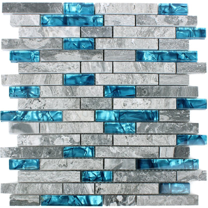 Natural Lapis Lazuli  Brick Glass Mosaic Tile 30cmx29cm Luxury Tiles