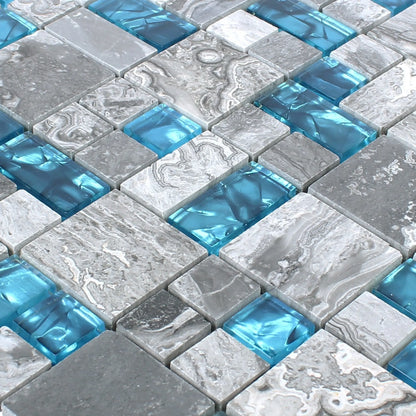 Natural Lapis Lazuli  Glass Mosaic Tile 30cmx30cm Luxury Tiles