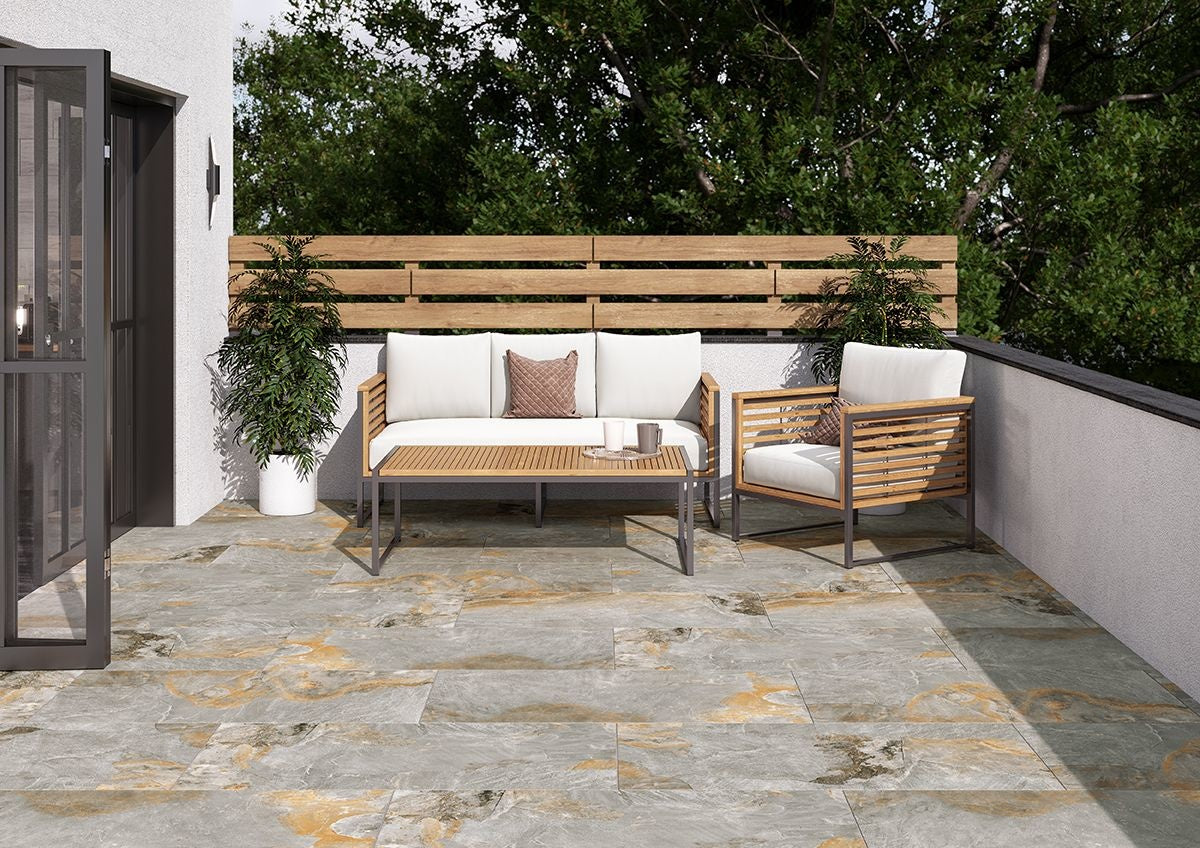 20 mm Ibero Rust Slate Effect Outdoor Porcelain Tile 1200x600mm