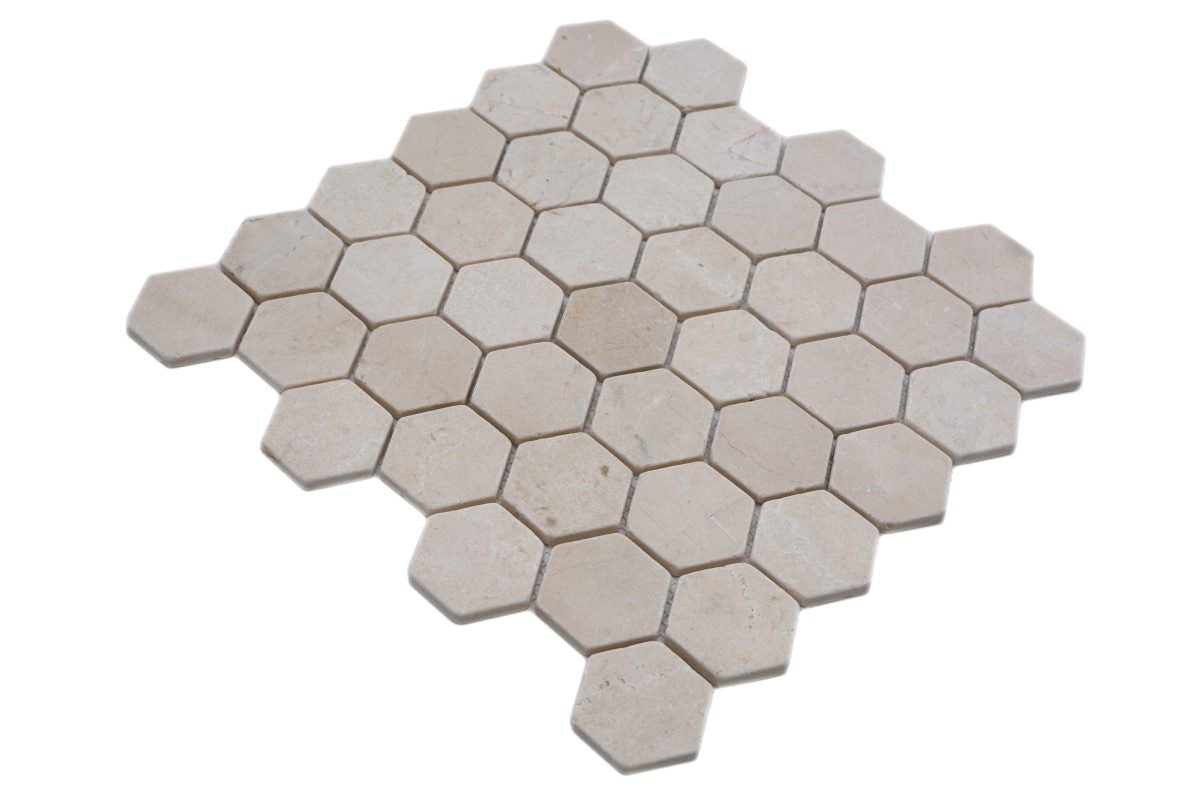 Natural Stone Beige Marble Hexagon Mosaic Tile - Luxury Tiles UK