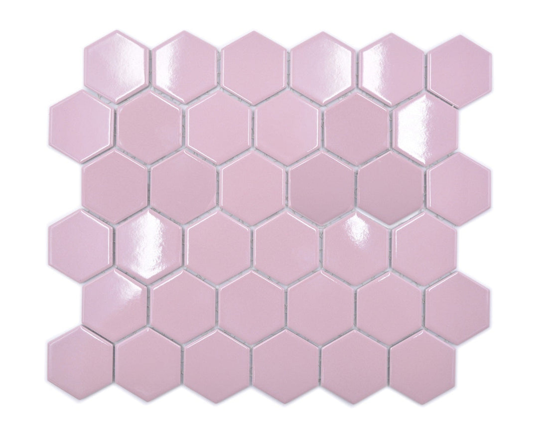 Pink Gloss Hexagon Mosaic Tile - Luxury Tiles UK