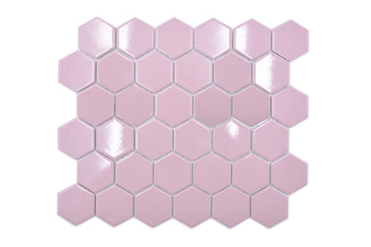 Pink Gloss Hexagon Mosaic Tile