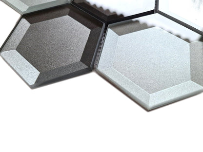 Glass Silver Hexagon Mirror Mosaic Tile