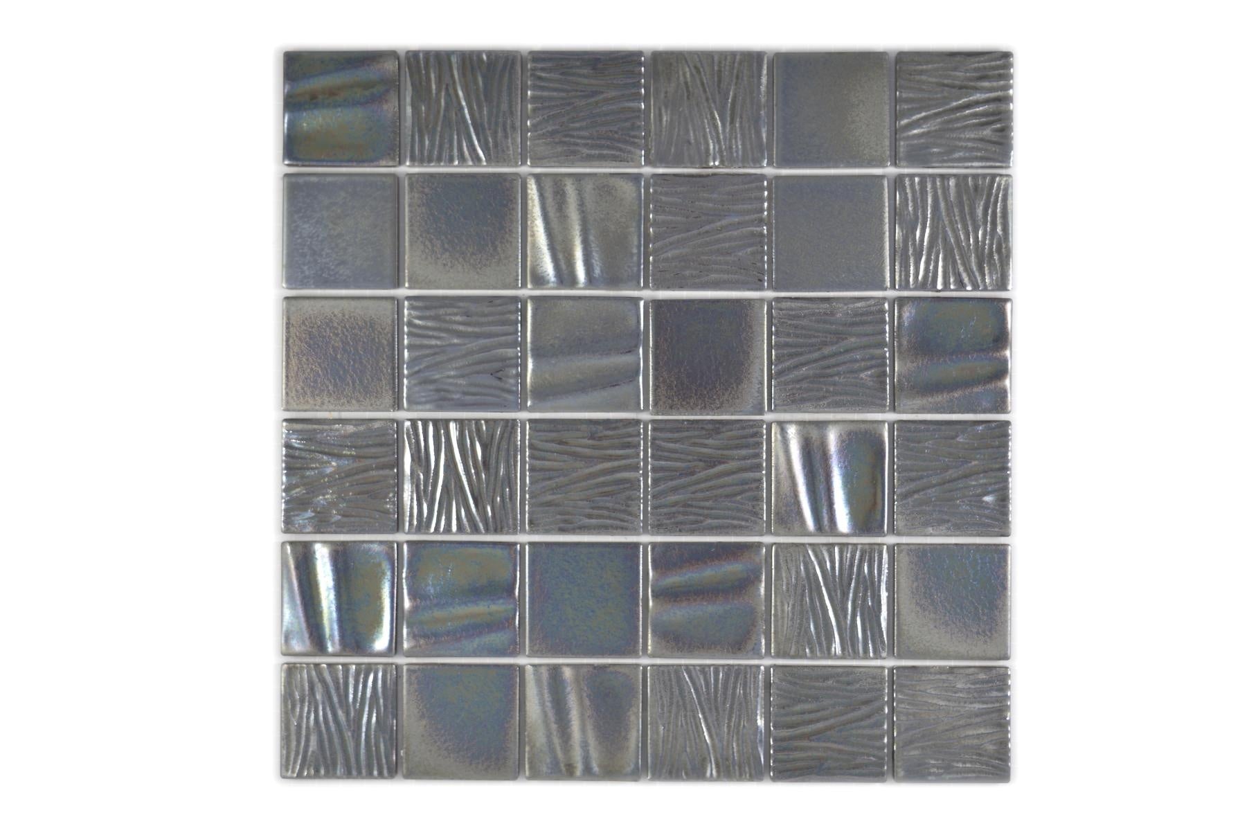 Black Silver Metallica Square Mosaic - Luxury Tiles UK